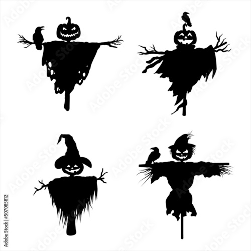 set of halloween icons. scarecrow