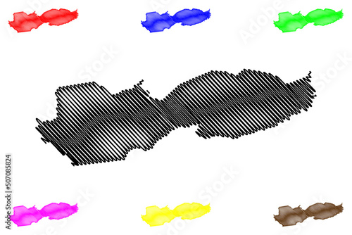 Rodrigues Alves municipality (Acre state, Municipalities of Brazil, Federative Republic of Brazil) map vector illustration, scribble sketch Rodrigues Alves map