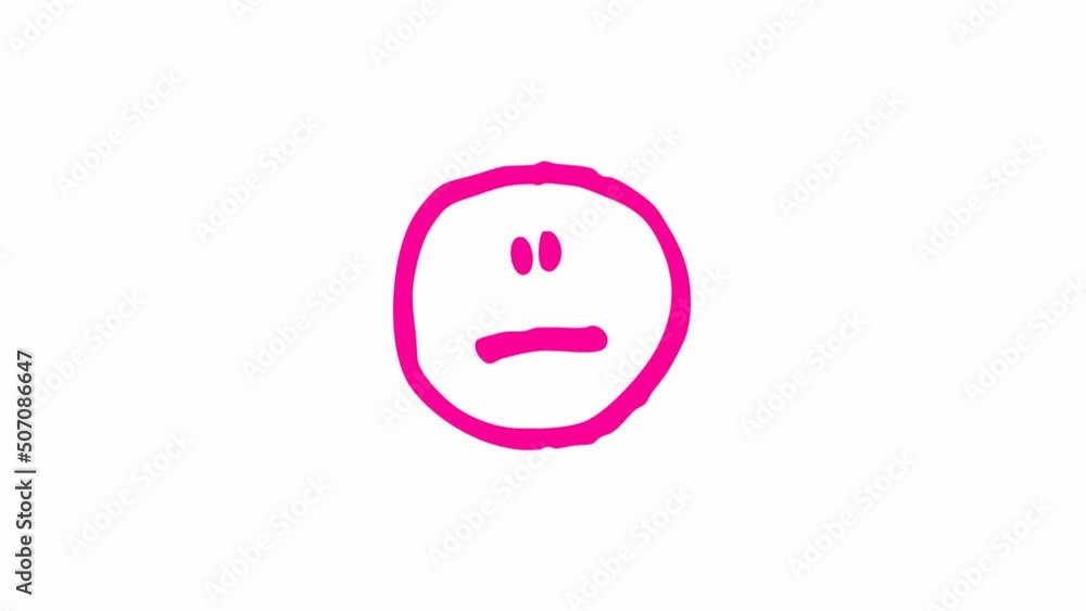Animated set of icons of emotions. Different emoticon. Doodle of pink smileys. Concept of mood. Looped video. Hand drawn vector illustrations isolated on white background. Animated set of icons of emotions. Different emoticon. Doodle of pink smileys. Concept of mood. Looped video. Hand drawn vector illustrations isolated on white background.
