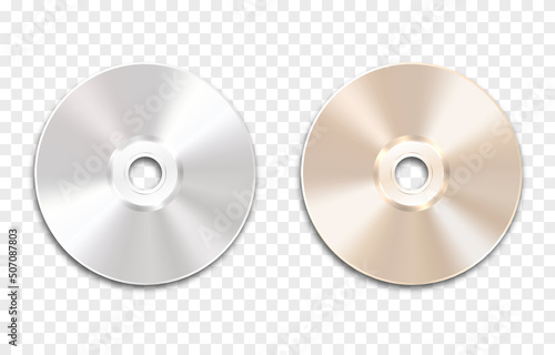 Set of vector disks on an isolated transparent background. Realistic disc png. Modern disk. CDs png.