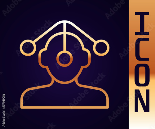 Gold line Hypnosis icon isolated on black background. Vector