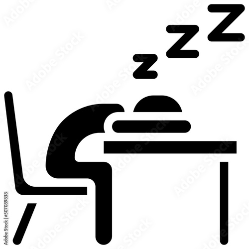 Sleeping At Desk Person Icon