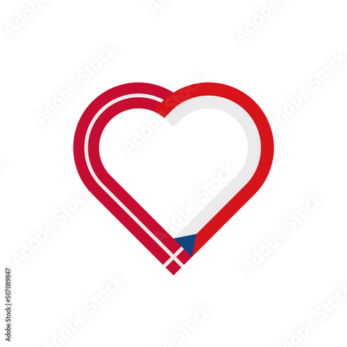 unity concept. heart ribbon icon of denmark and czech republic flags. vector illustration isolated on white background