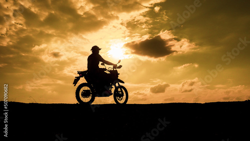 Tourists with motorcycles  motocross. Adventure tourists on motorcycles. men s holiday event ideas