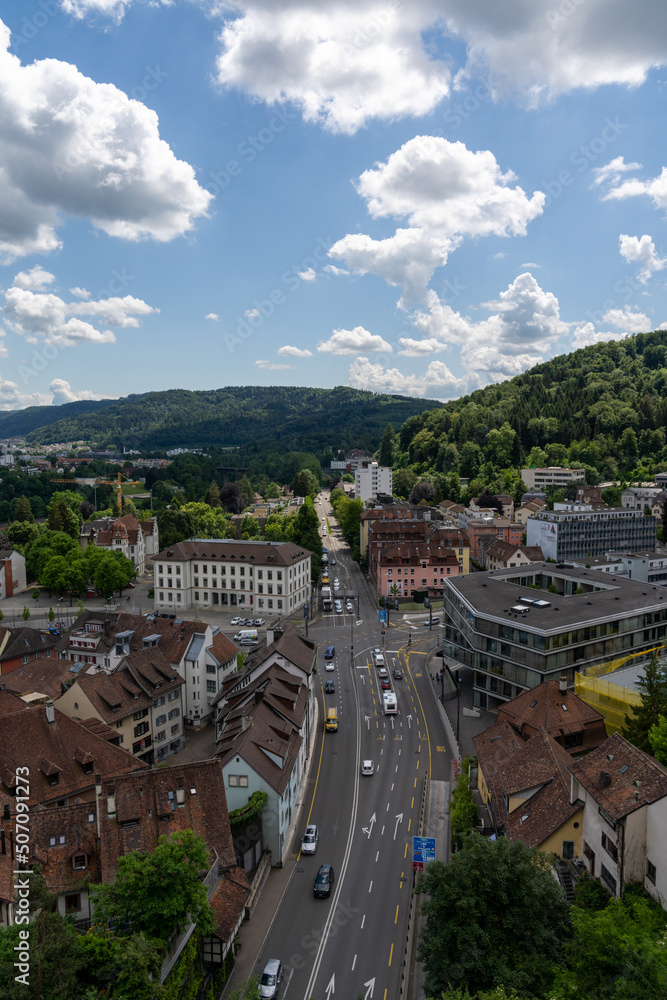 vertical view of the hisotric old town of Baden