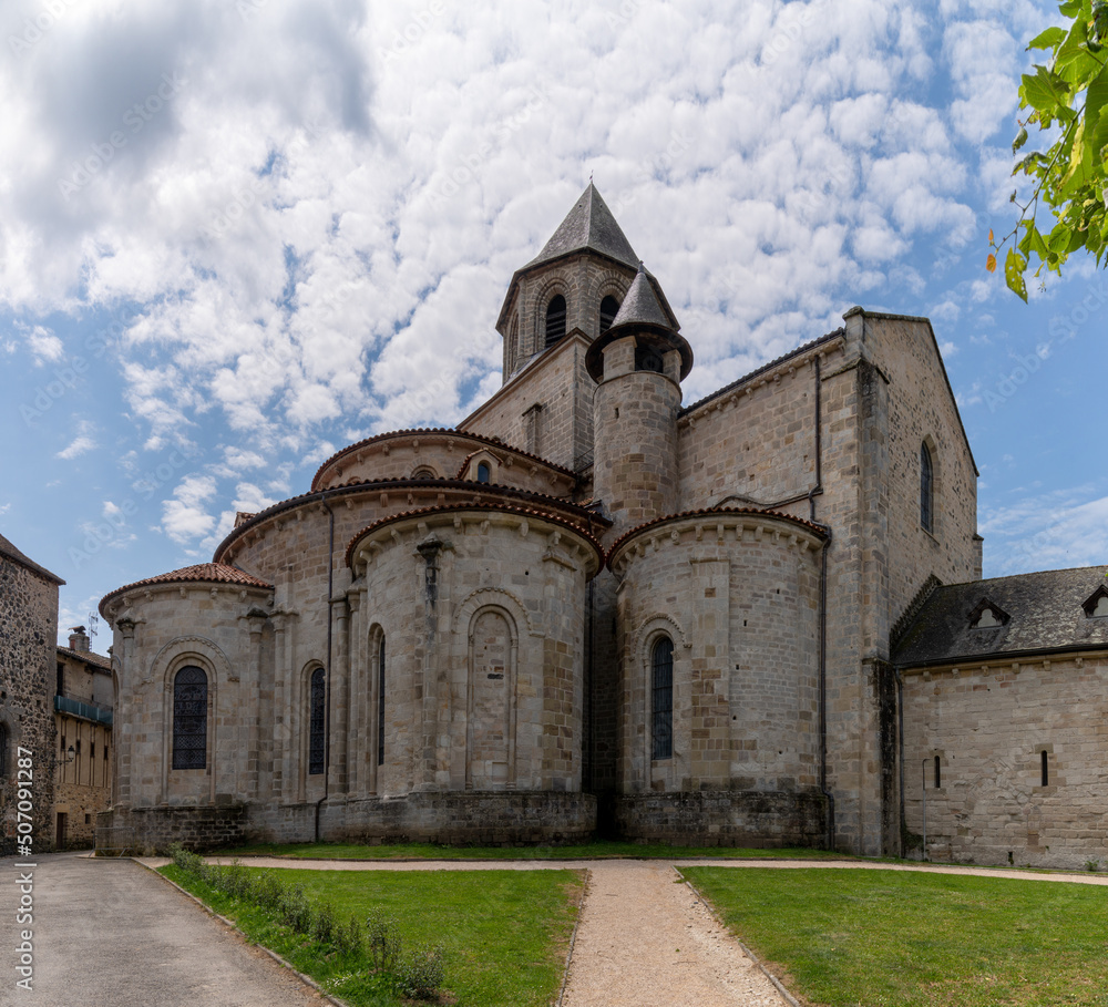 view of the historic Saint Pierre Abbey in Beaulieu-sur-Dordogne