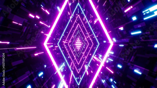 Flowing Neon Sci Fi Data Cyberspace Wall