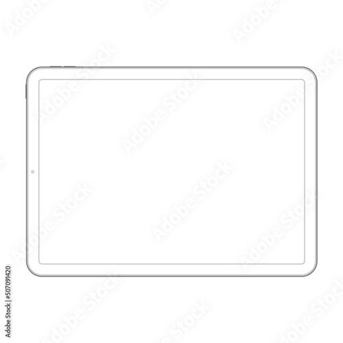 Outlined realistic ipad air tablet drawing isolated mockup. Vector illustration