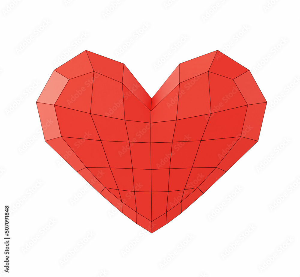 A Low poly red heart, 3d render A Low poly red heart, 3d render