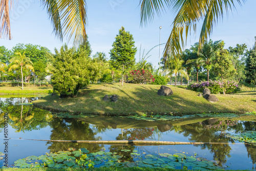 Photography Beautiful morning view of the Kuala Lumpur skyline at Titiwangsa Lake Gardens, Kuala Lumpur Malaysia