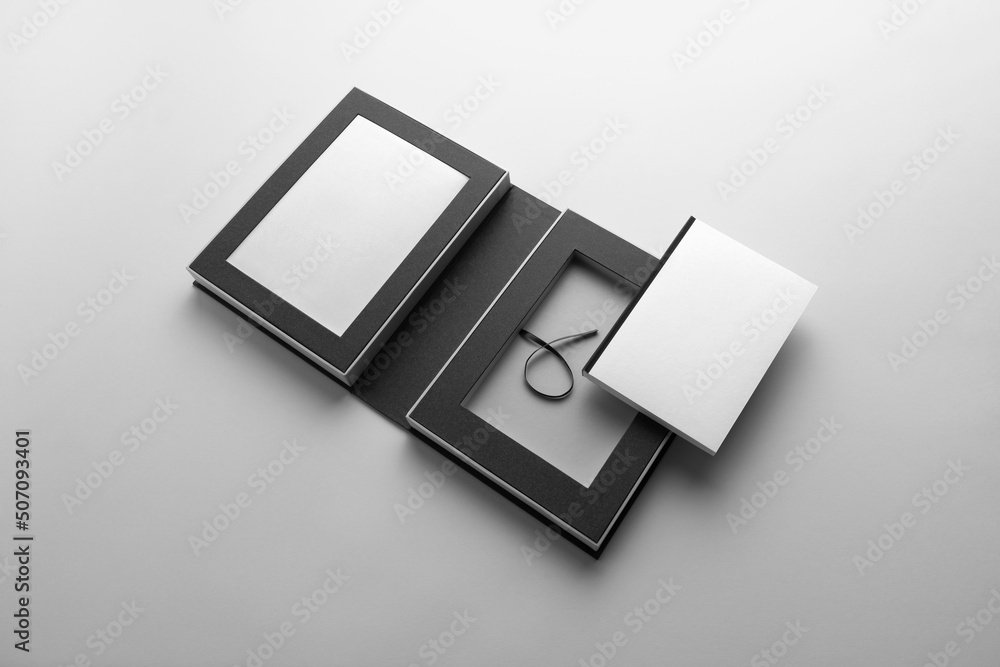 Branding notebook booklet open packaging clean mockup template, real photo. Blank isolated on a white background to place your design. Branding notebook booklet open packaging clean mockup template, real photo. Blank isolated on a white background to place your design.