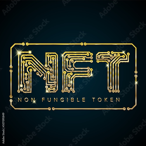 golden luxury NFT non fungible token concept illustration template