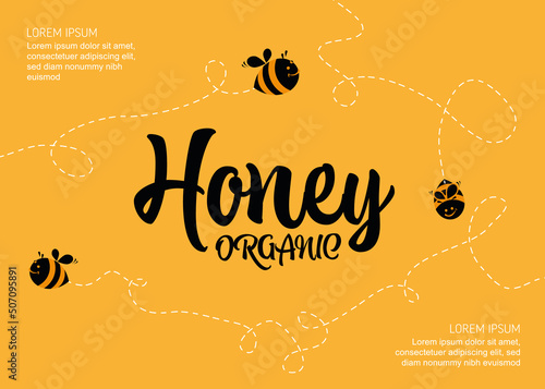 Honey creative label template with flying bees