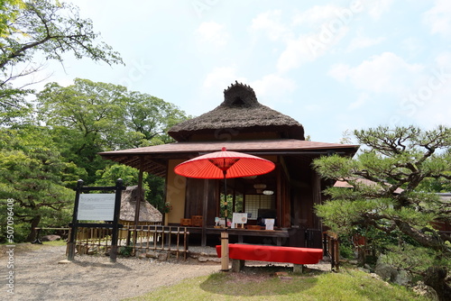  A scene of the teahouse  of Genkyu-en Japanese Garden in Hikone-jyo Castle in Hikone City in Shiga Prefecture in Japan 日本の滋賀県彦根市にある彦根城の玄宮園の茶屋風景 photo