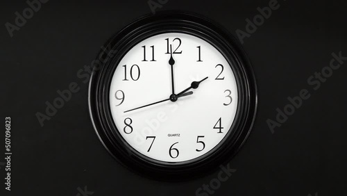 Wallpaper Mural Classic Black And White Wall Clock With Black Background. Black Hands On The Clock. Timelapse. Wall Clock Face Beginning Of Time Of 2.00 Am Or Pm. 4k. ProRes. Torontodigital.ca