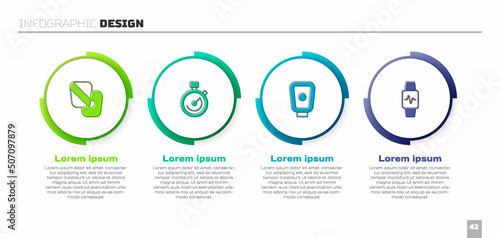 Set Boxing training paws, Stopwatch, and Smart with heart. Business infographic template. Vector