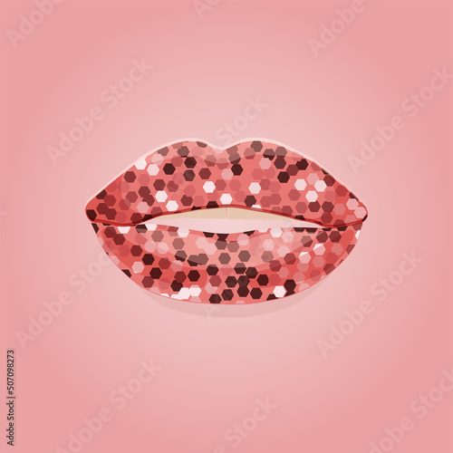 pink lips with glitter