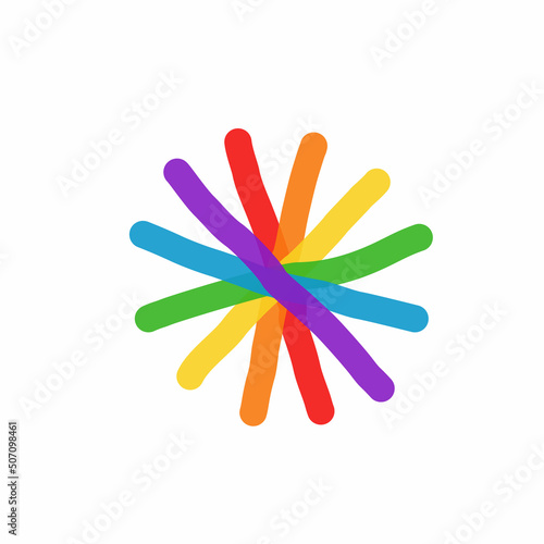 LGBT pride month logo icon sign Rainbow sun emblem Human rights and tolerance community concept Natural design style Fashion print for clothes apparel greeting invitation card banner cover flyer ad