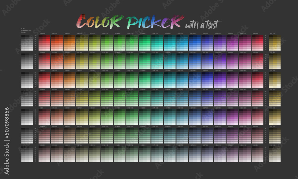 Color Picker with a twist - a table guide of colors sorted by strength ...