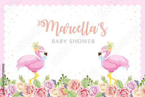 Flamingo baby shower backdrop