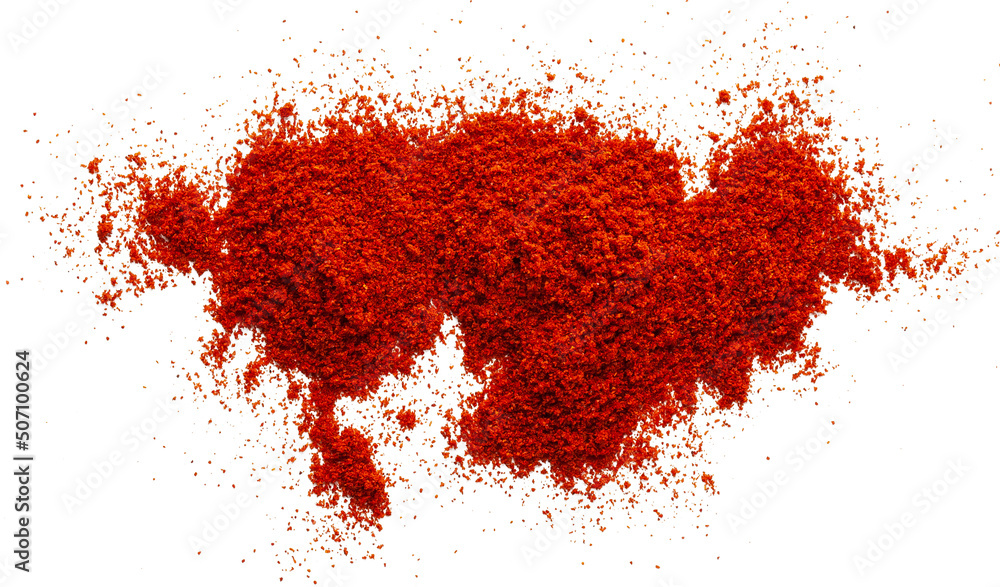 Red ground pepper. Chili pepper powder isolated on white background. Red ground pepper. Chili pepper powder isolated on white background.