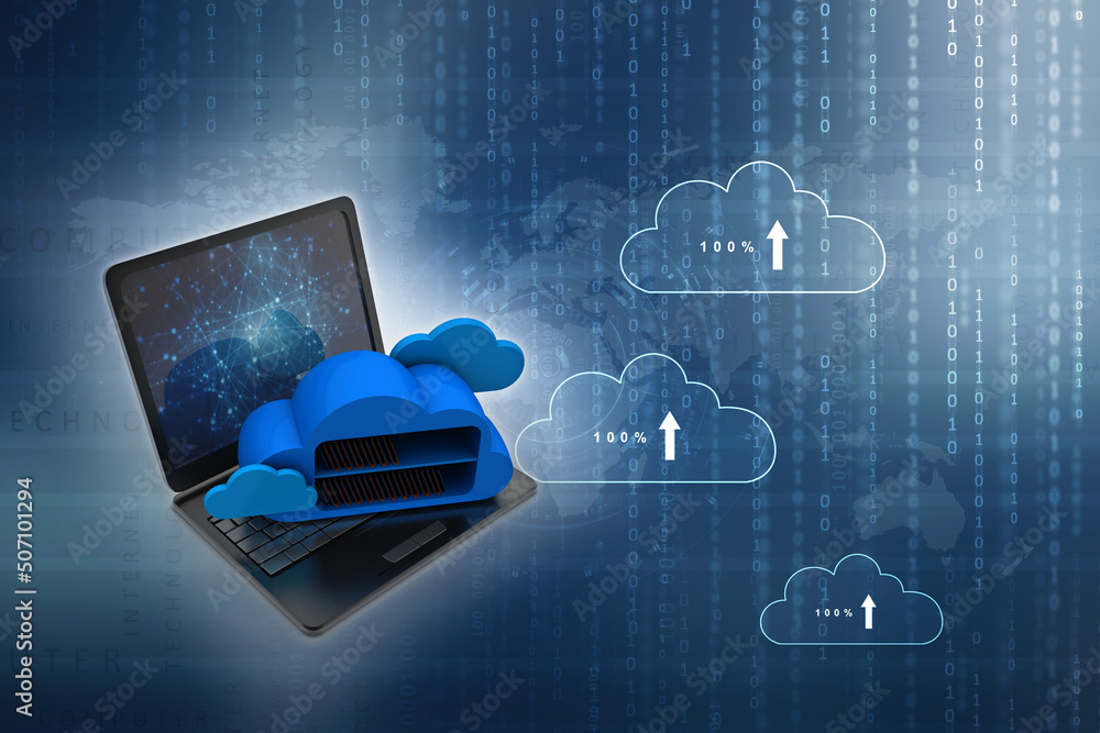 3d rendering cloud folder storage in laptop 3d rendering cloud folder storage in laptop