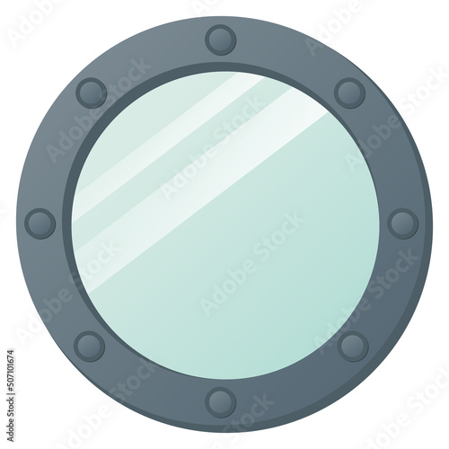 Flat illustration of sea ship illuminator. Isolated element - porthole.