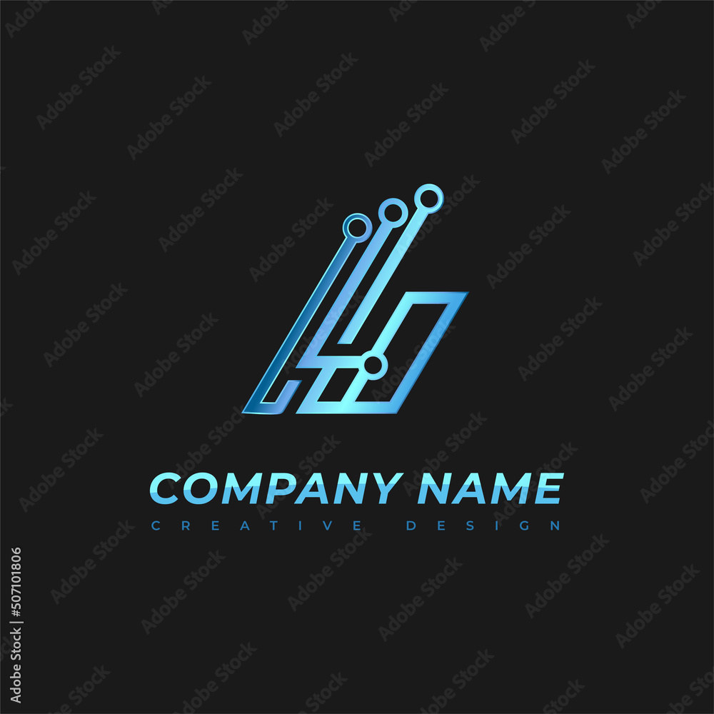 Modern Logo B Letter Initial And Fiber Optic Cable. Vector Design Template. Icon of the circuit board line with gear. Sign used for technology, engineering, network. Concept Electronic components