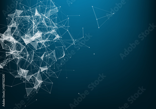 Abstract plexus background with connected lines and dots. Wave flow. Plexus geometric effect Big data with compounds. Lines plexus, minimal array. Digital data visualization. Vector illustration.