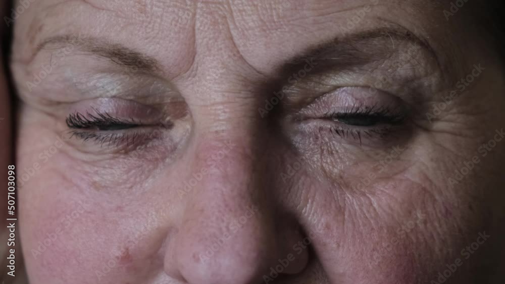 6 Falling asleep tired elderly woman, close-up 6 Falling asleep tired elderly woman, close-up