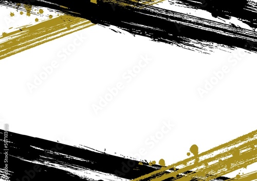 墨　筆　ブラシ　交差する躍動イラスト