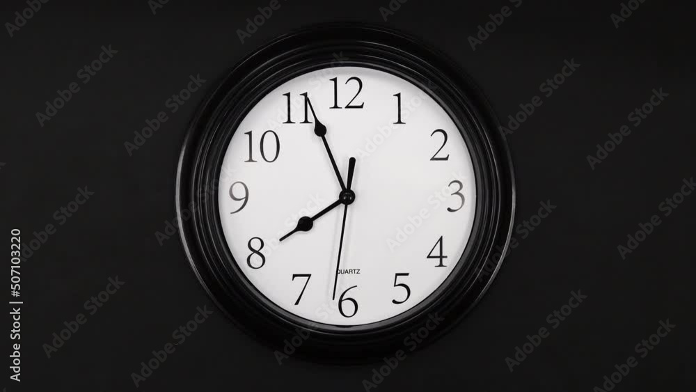 custom made wallpaper toronto digitalClassic Black And White Wall Clock With Black Background. Black Hands On The Clock. Timelapse. Wall Clock Face Beginning Of Time Of 8.00 Am Or Pm. 4k. ProRes.