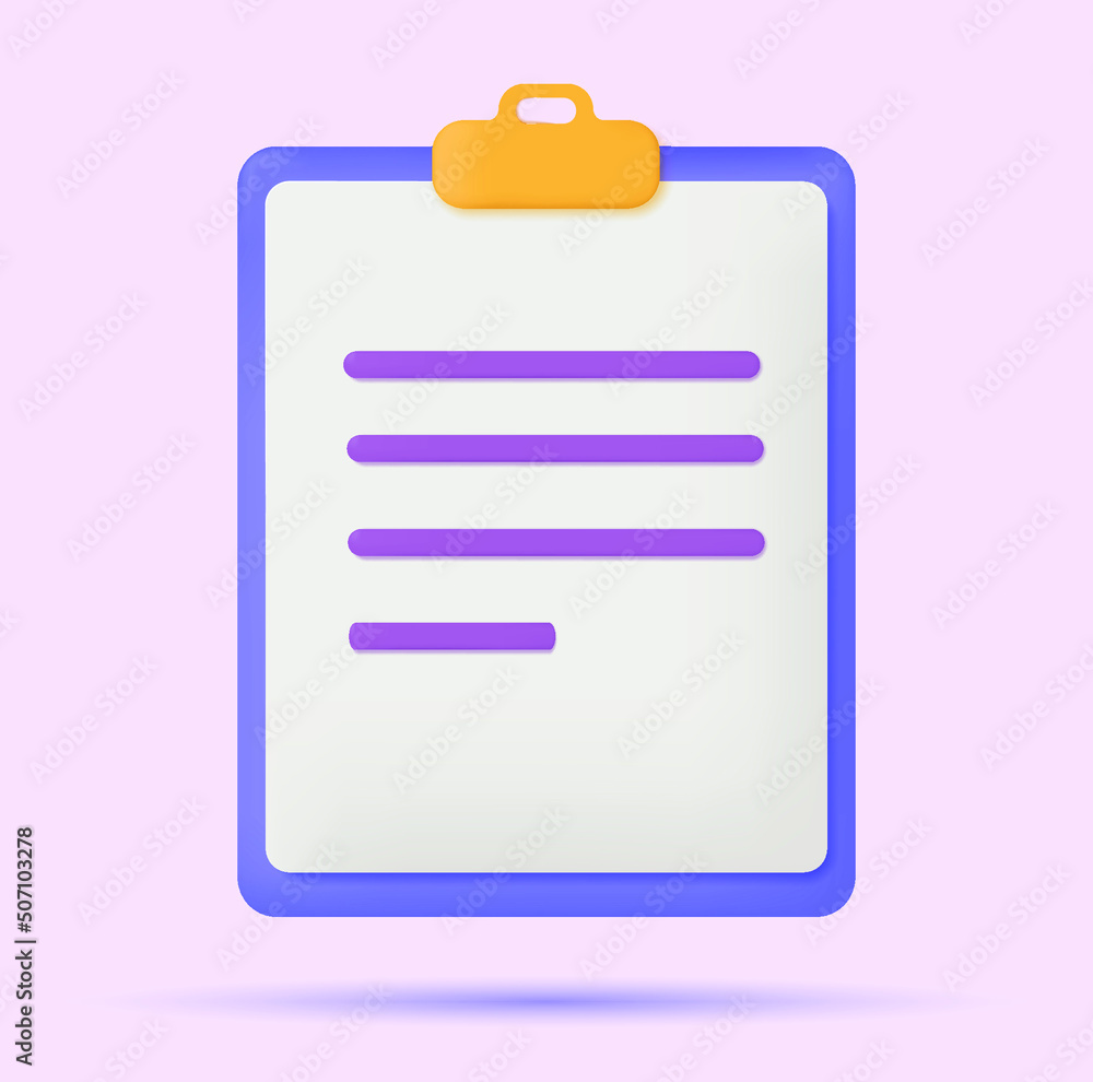3D tablet for writing, for drawing. Document icon. 3D tablet for writing, for drawing. Document icon.