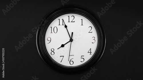 Wallpaper Mural Classic Black And White Wall Clock With Black Background. Black Hands On The Clock. Timelapse. Wall Clock Face Beginning Of Time Of 8.00 Am Or Pm. 4k. ProRes. Torontodigital.ca