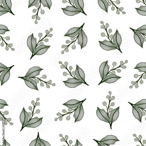 seamless pattern of green wildflower