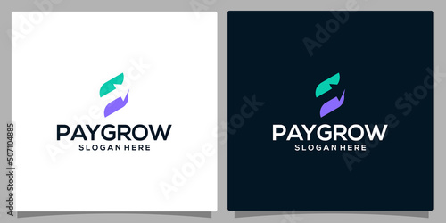 Abstract payment vector logo design with growth arrow logo and abstract letter S. Premium vector photo