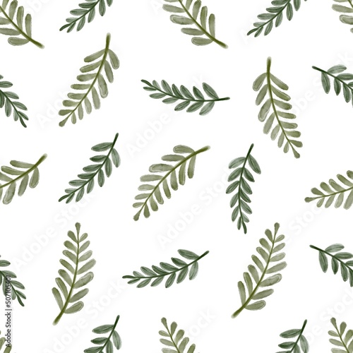seamless pattern of green leaves for fabric and wallpaper