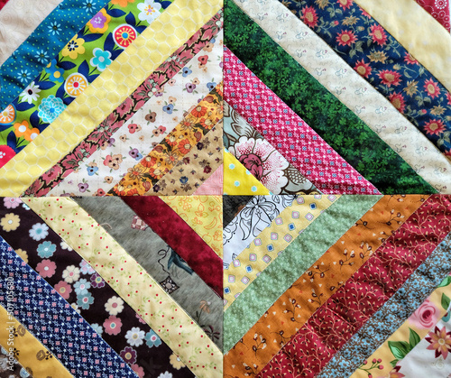 Принти на полотні Close up of a colorful quilted print pattern