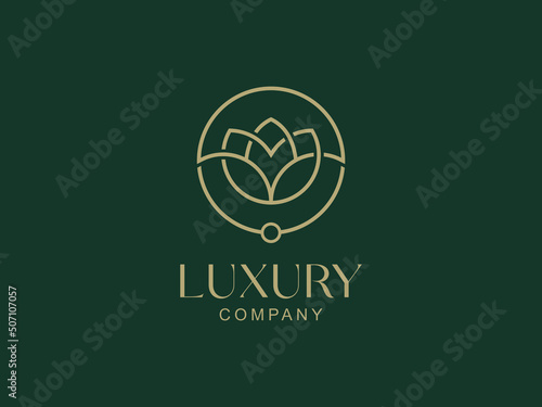 FLOWER, GOLD BEAUTY LOGO  ICON, DECORATIVE GOLD TEXTURE LOGO