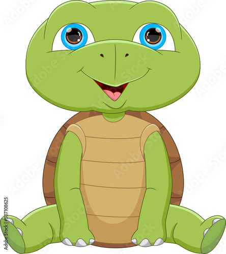 cute baby turtle cartoon isolated on white background