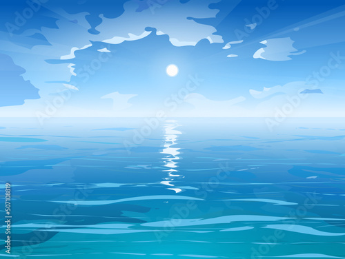 sea scenery blue sky sun water reflections
