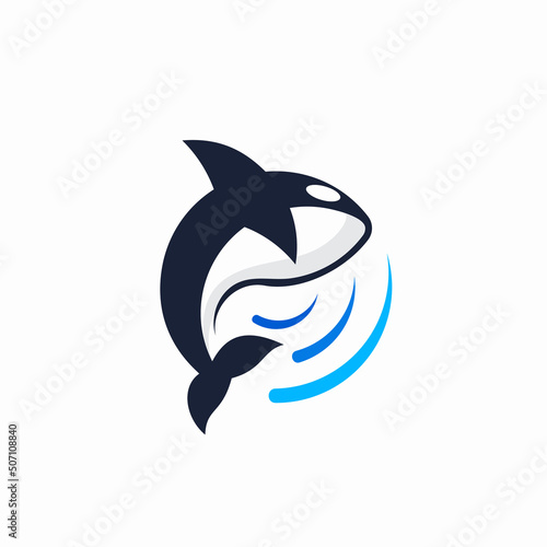 orca animal logo jumping circle