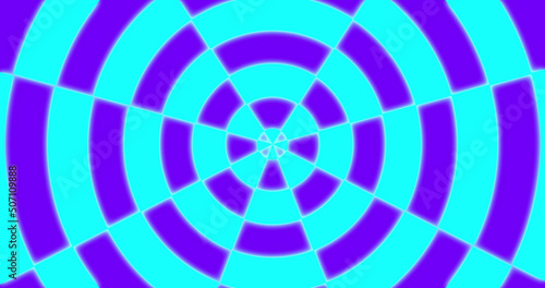 Image of purple and blue neon pattern moving in hypnotic motion on seamless loop