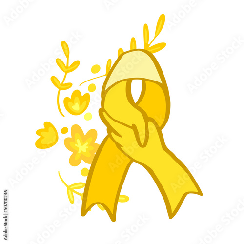 Setembro Amarelo - Yellow Sempteber in Portuguese, Brazillian, suicide prevention month. Ribbon support and awareness symbol photo