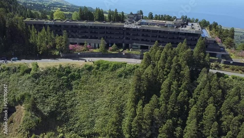 Abandoned hotel in the Sete Cidades on Sao Miguel Island, Azores, Portugal.