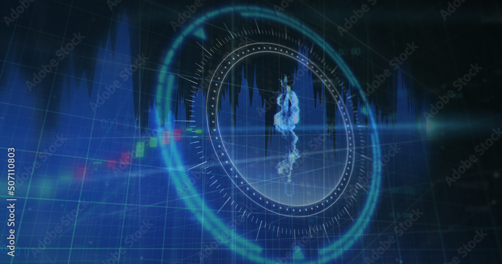 Image of data processing over black background Image of data processing over black background