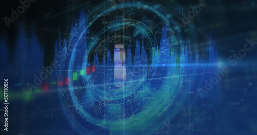 Wallpaper Mural Image of bitcoin symbol over data processing Torontodigital.ca