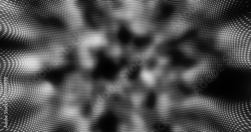 Image of grey waves on black background