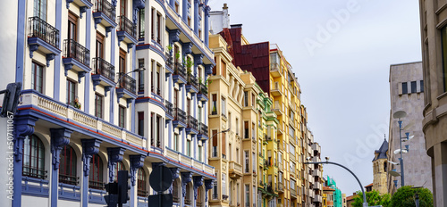 Picturesque buildings in the streets of Leon in Spain.