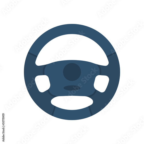 Steering wheel cartoon icon. Vector illustration flat design. Isolated on white background. Car drive. Landing page driving lessons. Driver vehicle.